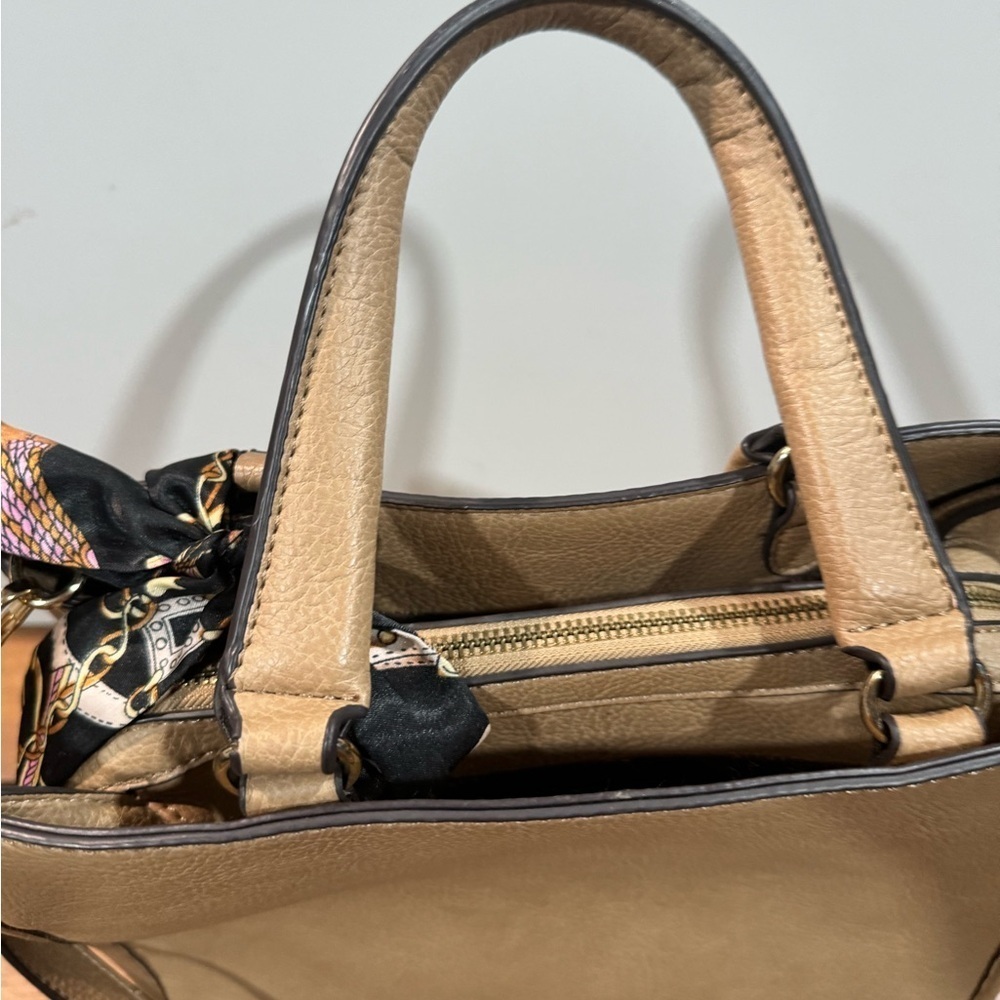 ALDO woman's tan satchel with scarf purse - Picture 5 of 12